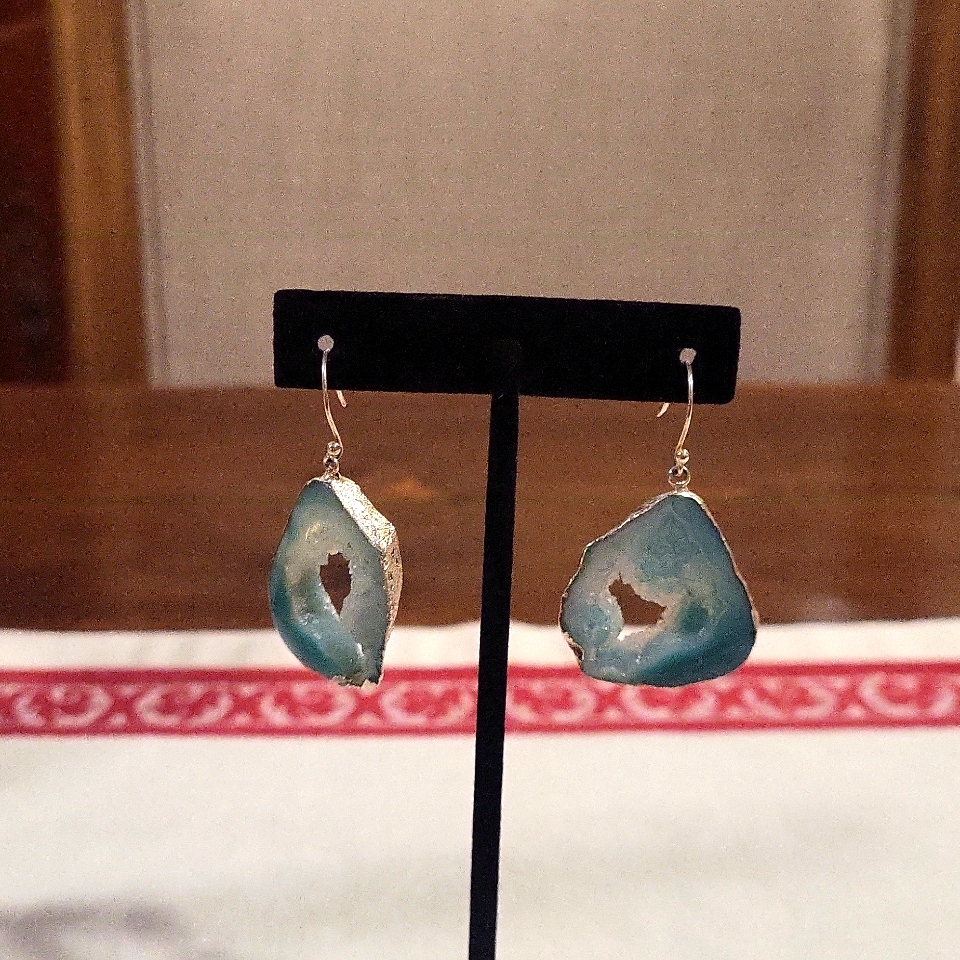 Drusy Earings, Organic Natural Stones